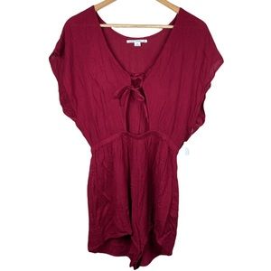 O’Neill NWT Maroon Tie Front Swimsuit Cover Romper Womens Size Small
